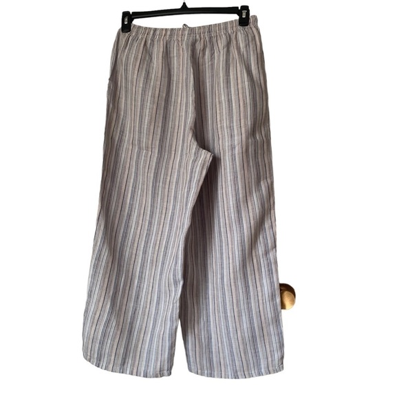TSD Two Star Dog Women’s Stripped 100 % Linen Drawstring Waist Wide Leg Pants M - Picture 2 of 6